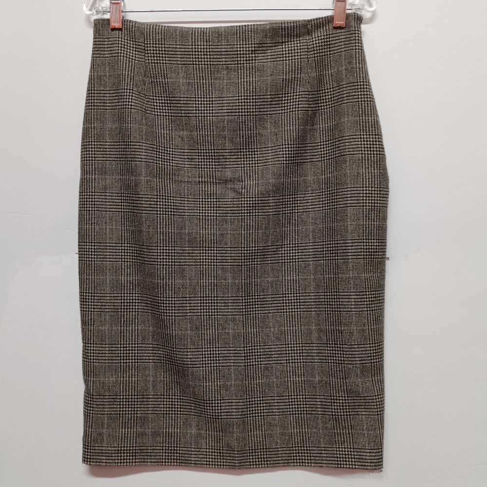 Ralph Lauren Collection Purple Label Glen Plaid Long Pencil Skirt Size 10